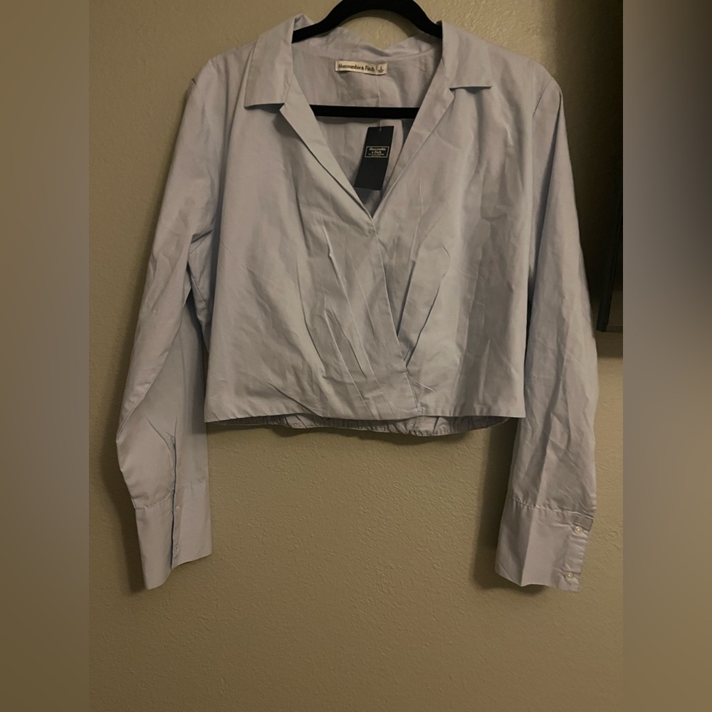 Abercrombie & Fitch Long-Sleeve Poplin Wrap Top - Picture 2 of 9